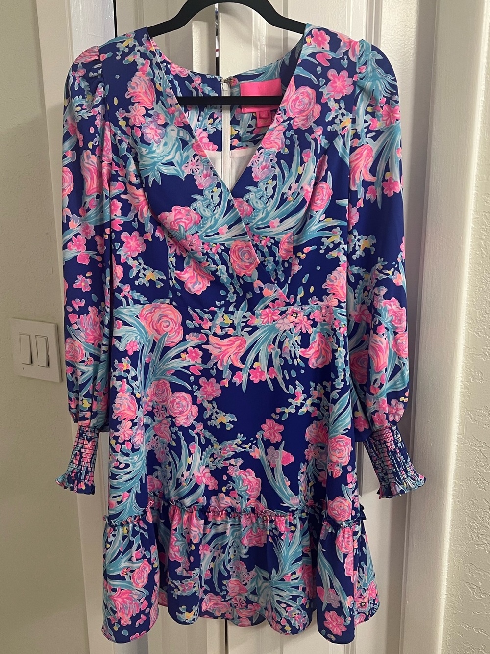 Lilly Pulitzer Rosie Stretch Floral Long Sleeve Ruffle Mini Dress - Size 0